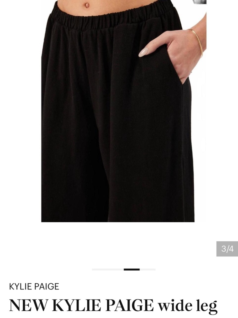 Kylie Paige NWT Black Wide Leg Crop Pants with Elastic Waist. Linen blend. Large - Picture 3 of 13